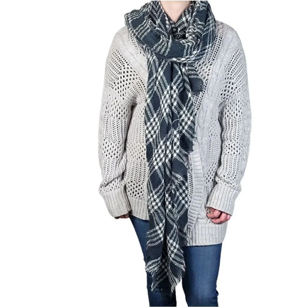 Plaid Long Shawl Wraps Large Scarves  - Picture 4 of 5